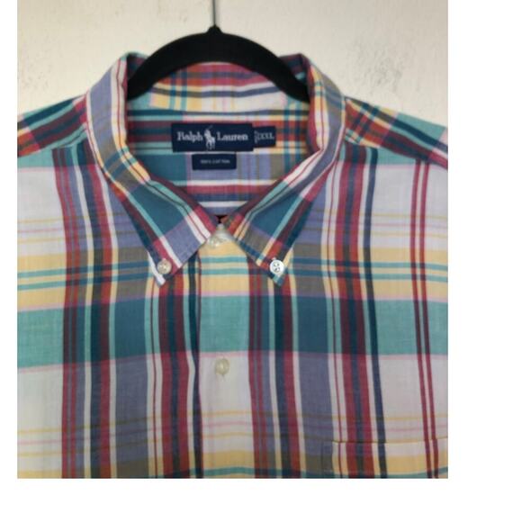 Ralph Lauren Plaid 100% Cotton Short Sleeve Button Down Shirt XXL Preppy Casual - Picture 5 of 14